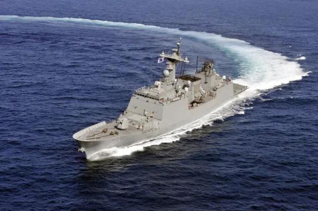 The South Korean Navy destroyer Dae Jo-yeong DDH-977 sails at sea Courtesy of the Republic of Korea Navy