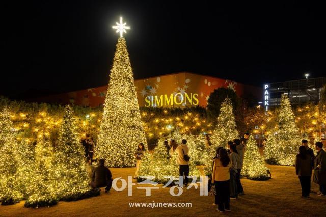 Terraza Simmons se ilumina con una cálida luz de estrellas navideñas